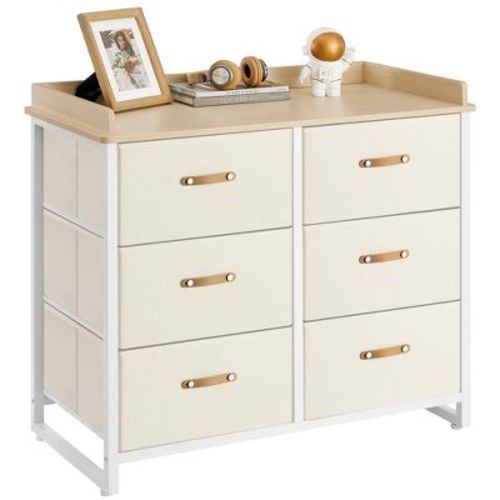 SONGMICS Kids Dresser with 6 Drawers Boys Girls Dresser for Baby with Water-Resistant Changing Table Storage Organizer Cabinet