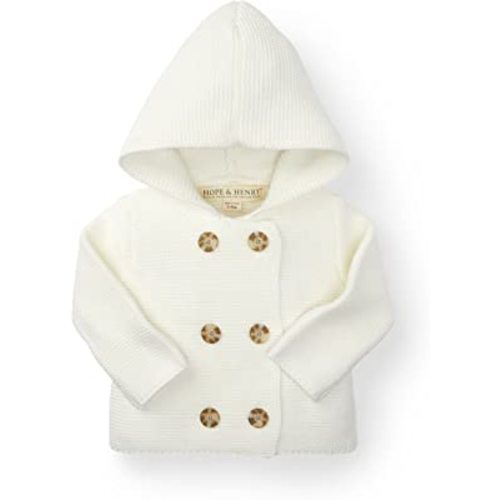 Hope & Henry Layette Baby Long Sleeve Button Front Hooded Sweater