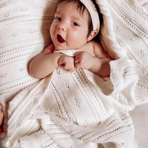 Pointelle Baby Blanket | White