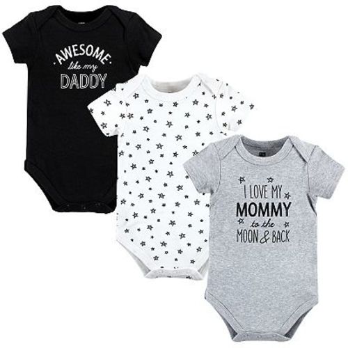Hudson Baby Infant Boy Cotton Bodysuits, Mom Dad Moon Back 3-6 months
