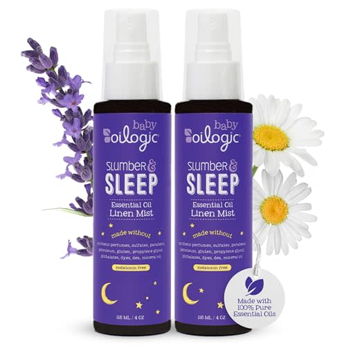 Oilogic Slumber & Sleep Spray for Babies & Toddlers - Aromatherapy Linen Spray with 100% Pure Essential Oils Sleep, Comfort, & Wellness Blends - Pediatrician-Tested Baby Essentials for Bedtime, 2-Pack