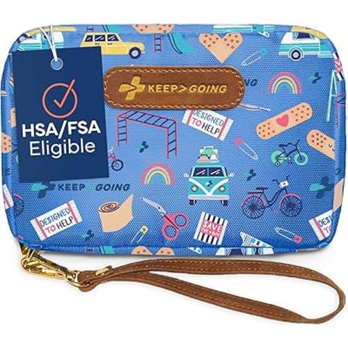 KeepGoing Kids First Aid Kit - 130 Pc. Kit for Car, Home, Purse & Diaper Bag - Latex-Free Bandages - TSA-Approved Travel Size
