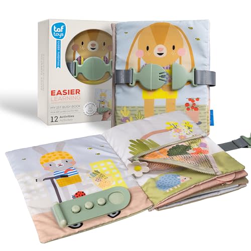 Taf Toys Montessori Toys for 1 2 3 Year Old Activity Book, Preschool Learning Activities for Toddlers. Busy Board Sensory & Fine Motor Skills, with 12 Sensory Toddler Activities for Boys & Girls