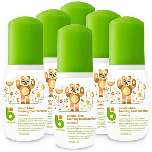 Babyganics Foaming Pump Hand Sanitizer, Alcohol Free, Travel Size, Mandarin, Kills 99.9% of Common Bacteria, Moisturizing, 1.69 Fl Oz (Pack of 6)