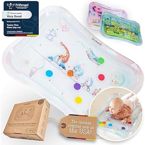 Premium Water Play Mat XXL – Award-Winning Inflatable Tummy Time Water Mat – Sensory & Motor Development Designed by German Professional Educators – Certified 100% Baby-Safe Materials