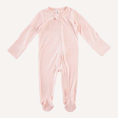 long sleeve zipper footie | pink blush | bamboo