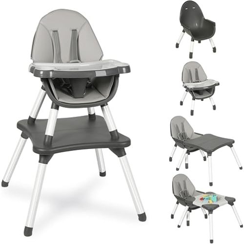Baby Highchair,6 in 1 High Chairs for Babies and Toddler Baby Feeding Chair Coverts to HighChair for Baby, Kids Learning Table,Building Block Table,Kids Stool Removable Tray & Safety Harness(Gray)
