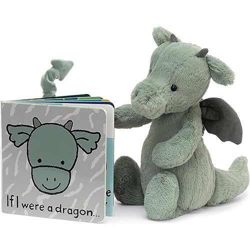 Jellycat Bashful Dragon Stuffed Animal and If I were a Dragon Board Book
