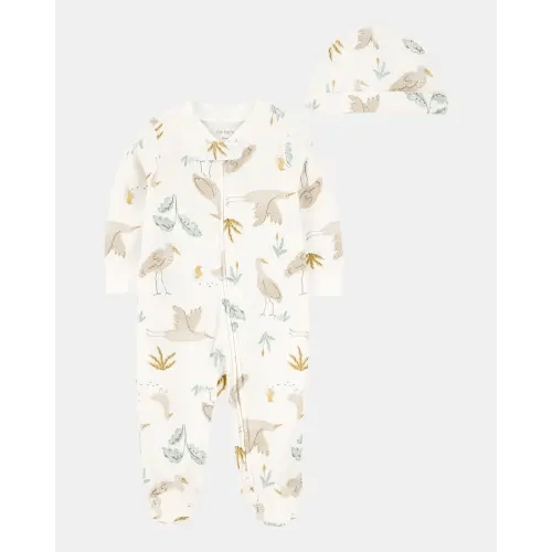 Baby 2-Piece 2-Way Zip Sleep & Play & Headwrap Set - Ivory | Carter's