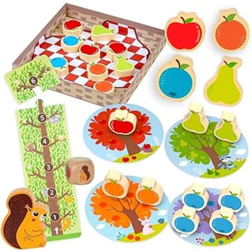 Nene Toys Squirrel in The Orchard - Cooperative Game for Kids 2+ Years - Educational Board Game for Toddlers 2 3 Year Olds - Family Fun That Enhance Color Recognition & Counting Skills