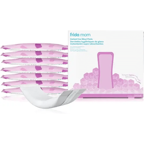 Frida Mom 2-in-1 Postpartum Pads, Absorbent Perineal Ice Maxi Pads, Instant Cold Therapy Packs and Maternity Pad in One, 8ct