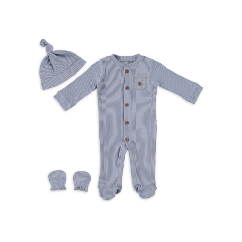Baby Gear Baby Boy 3 PC Footed Coverall Set, Sizes Newborn-9 Months
