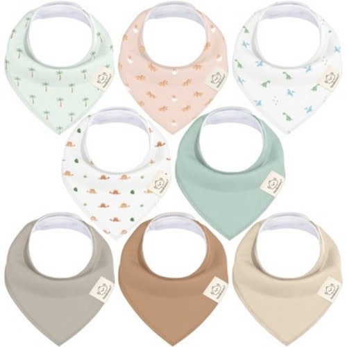 8pk Organic Baby Bandana Bibs, Baby Drool Bibs for Baby Boy, Girl, Baby Bibs for Infant, Newborn, Color: Roarsome