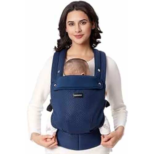Momcozy Breathable Mesh Baby Carrier, Ergonomic and Lightweight Infant Carrier for 7-44lbs with Enhanced Lumbar Support, All Day Comfort for Hands-Free Parenting, Air Mesh-Blue