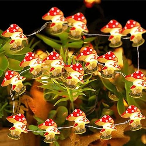 Mushroom Decor Cute Mushroom Fairy Lights with Timer 10FT 30LEDs Mushroom String Lights Gifts for Kids Room Decor Birthday Christmas Party Wedding Home Decoration