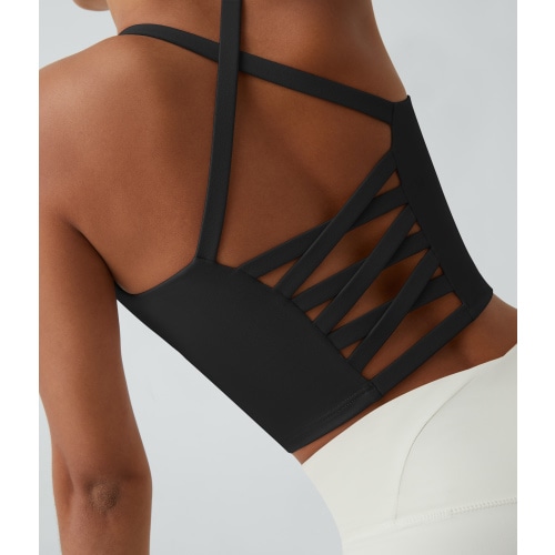 Crisscross Backless Cropped Yoga Tank Top
