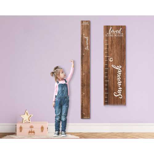 Personalized Wooden Kids Growth Chart - Height Ruler for Boys Girls Size Measuring Stick Family Name - Custom Ruler Gift Children GC-NTT-3P