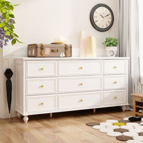 FUFU&GAGA Black Wood Dresser Bedroom Storage Drawer Organizer Closet 12 Drawer