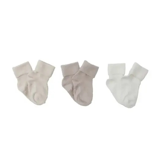 Bilbi 3 Pack Cozy Turn Top Sock Natural | Baby Bunting AU