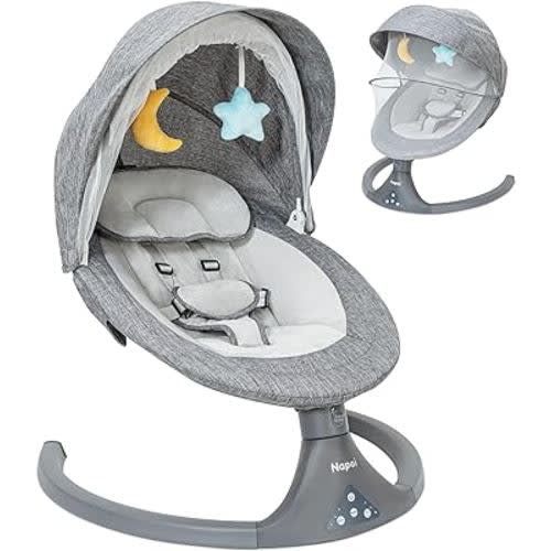 Baby Swing for Infants to Toddler,Electric Portable Baby Swing and Bouncer,Bluetooth Infant Swing for Newborn with Remote Control,10 Music,5 Speed,3 Seat Position,Baby Rocker for Baby 0-9 Month