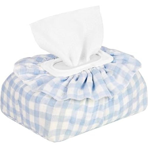 Baby Wipes Cover, Muslin Cotton Wipes Dispenser, Blue