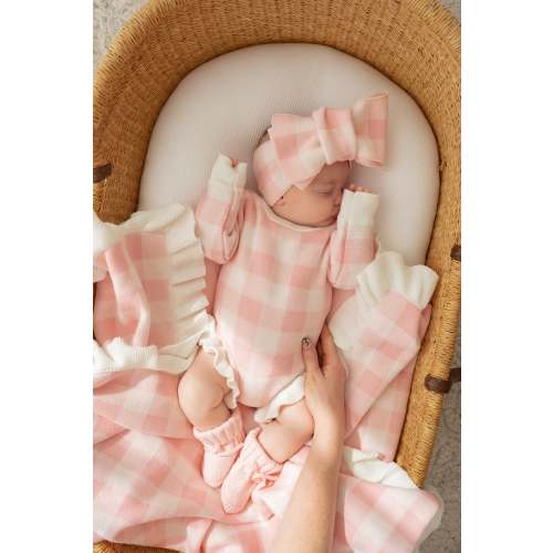 Frill Knit Romper | Pink Gingham – Little and Fern