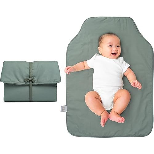 Natemia Baby Portable Diaper Changing Pad - Portable Changing Pad for Baby, Flexible Design for Travel, Machine Washable Percale Cotton, Made in Turkey, Baby Essentials - Travel Changing Pad for Baby
