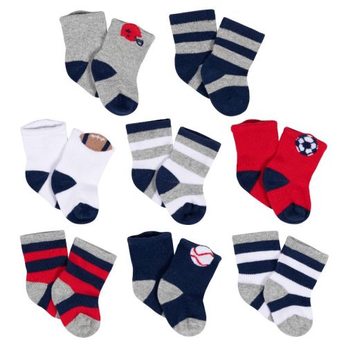 Gerber Baby Boys' 8-Pack Jersey Wiggle Proof® Socks Sports, Color: Cats, Size: 3-6 months