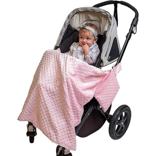 J.L. Childress Cuddle 'N Cover Stroller Blanket - Silky and Minky Fabrics - Blanket Attaches to Stroller - Privacy Cover, Blanket, Sun Shade - 30" x 30" - Pink