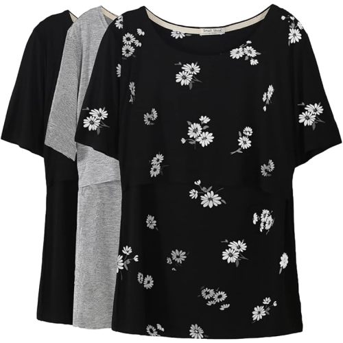 Smallshow Women's Maternity Nursing Tops Short Sleeve Breastfeeding Clothes