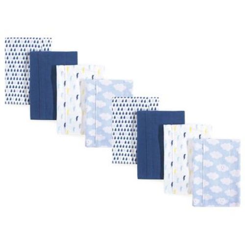 Luvable Friends Boys Cotton Poly Flannel Burp Cloths 8-Pack, Boy Clouds, One Size