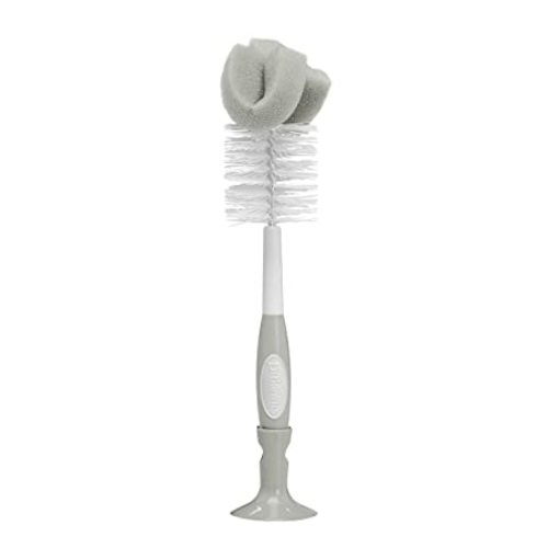 Dr. Brown's Baby Bottle Cleaning Brush with Sponge, Scrubber and Nipple Cleaner, Grey 1 Pack