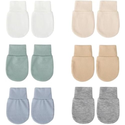 BQUBO 6 Pairs Newborn Baby Boys Girls Mittens 0-6 Months Unisex-Baby Infant Mittens Elastic No Scratch Wrist Gloves