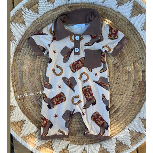 Boot scooting baby romper