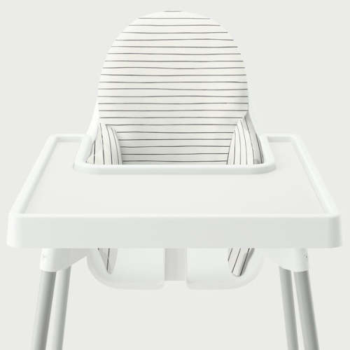 Highchair Cushion Cover - Ash Black Lines