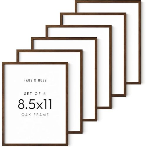 Haus and Hues Set of 6 Certificate Frames 8.5 X 11 - diploma frame 8.5 x 11 frame 8.5 x 11 picture frame wood, 8.5x11 picture frame wood frame 8.5 x 11, wood picture frames 8.5 x 11 (Walnut Oak Frame)
