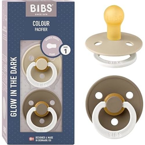 BIBS Pacifiers | Natural Rubber Baby Pacifier Combo | Set of 2 BPA-Free Soothers