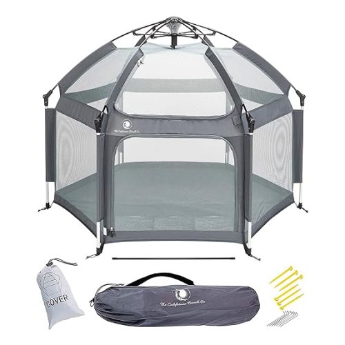 POP 'N GO Baby Playpen - Indoor & Outdoor Playpen for Babies and Toddlers - Baby Beach Tent, Foldable, Portable W/Canopy & Travel Bag - Pop Up Pack and Play Yard - Anchor Grey
