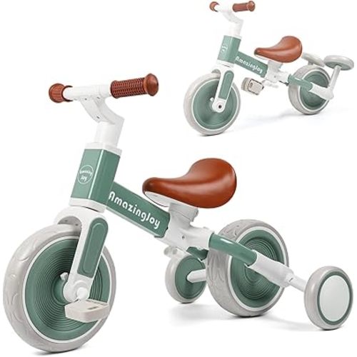4 in 1 Toddler Tricycle for 1-4 Years Old Boys Girls Gift Kids Balance Bike Trike Baby Balance Bike with Easy Assembly Removable Pedal Adjustable Seat Kids