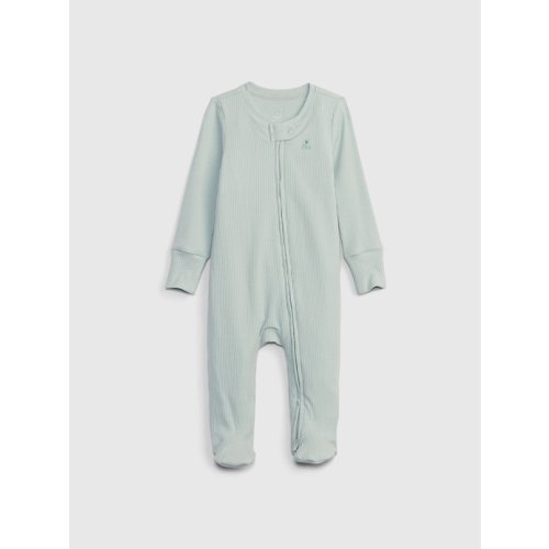 Baby First Favorites TinyRib Footed One-Piece in frothy aqua blue