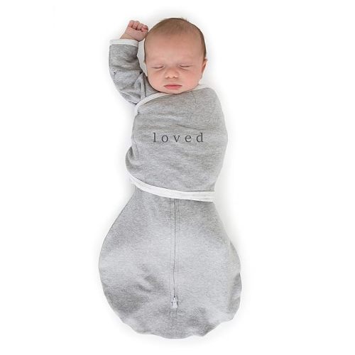 SwaddleDesigns 6-Way Omni Swaddle Sack for Newborn with Wrap & Arms Up Sleeves & Mitten Cuffs, Easy Swaddle Transition, Better Sleep for Baby Boys & Girls, Heathered Gray, Loved, Small, 0-3 Months