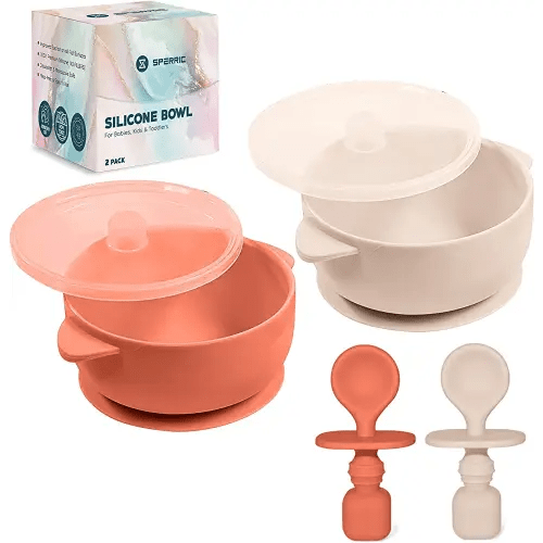 Silicone Suction Baby Bowl with Lid - BPA Free - 100% Food Grade Silicone - Infant Babies and Toddler Self Feeding