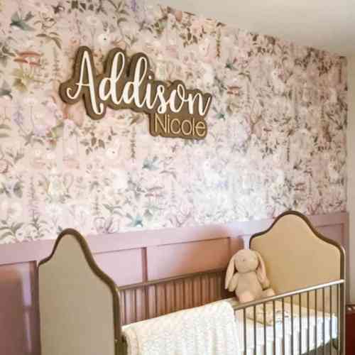 Personalized 3D Nursery Baby Name Sign, Custom Wood Name Plaque, Handcrafted Baby Room Decor, Unique Baby Shower Gift, Girl Name Sign