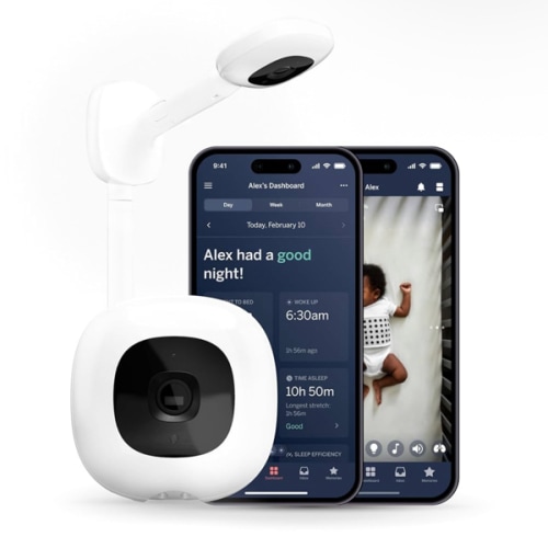 Nanit Pro Smart Baby Monitor & Wall Mount – 1080p Secure Wi-Fi Video Camera, Sensor-Free Sleep & Breathing Motion Tracker, 2-Way Audio, Sound & Motion Alerts, Night Vision, and Breathing Band - White