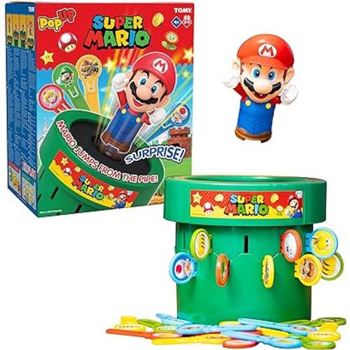 TOMY Pop Up Super Mario Board Game - Family and Preschool Kids Games for Family Game Night - Kids Activities and Super Mario Toys - Girls and Boys Games - 2-4 Players - Ages 4 Years and Up