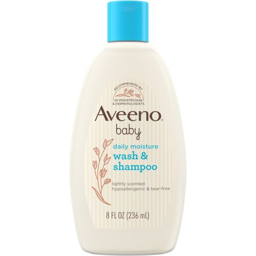 Aveeno Baby Daily Moisture Body Wash & Shampoo with Oat Extract, Hypoallergenic, Tear-Free, No Added Parabens, pH-Balanced Formula For Sensitive Hair & Skin, Baby Essentials, 33 fl oz