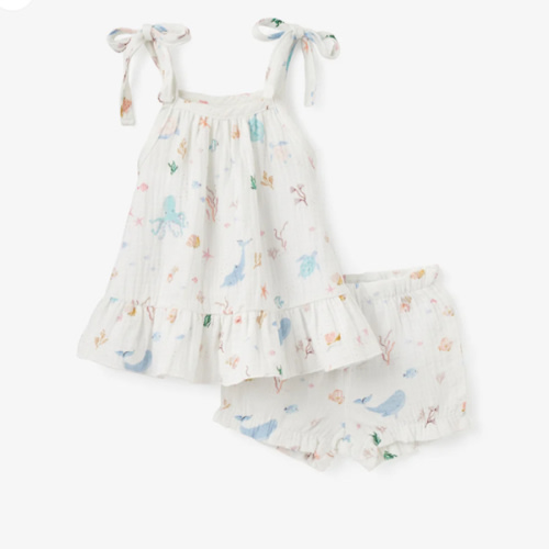 Ocean Adventure Organic Muslin Tie Top Set – Elegant Baby
