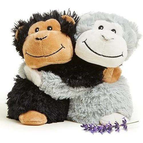 warmies Hugs Duo, Microwavable & Weighted Stuffed Animals, Monkey - Heated Stuffed Animal Plushie for Warmth & Comfort - Cute Soft Plush Toys for Adults & Children (Boys, Girls, Babies & Toddlers)