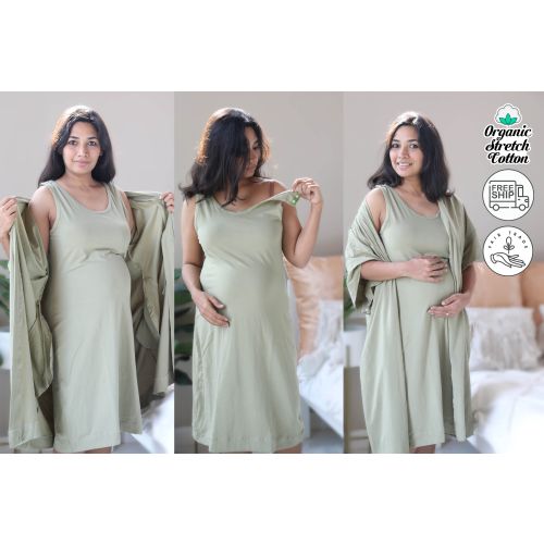 Organic Baby shower gift, Baby girl or baby boy gift, Labor and delivery hospital gown, Maternity dress, Mommy and me outfits for pregnancy