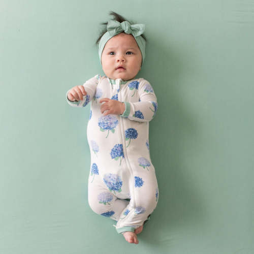 Zippered Romper in Hydrangea (3-6 Months or Bigger!)